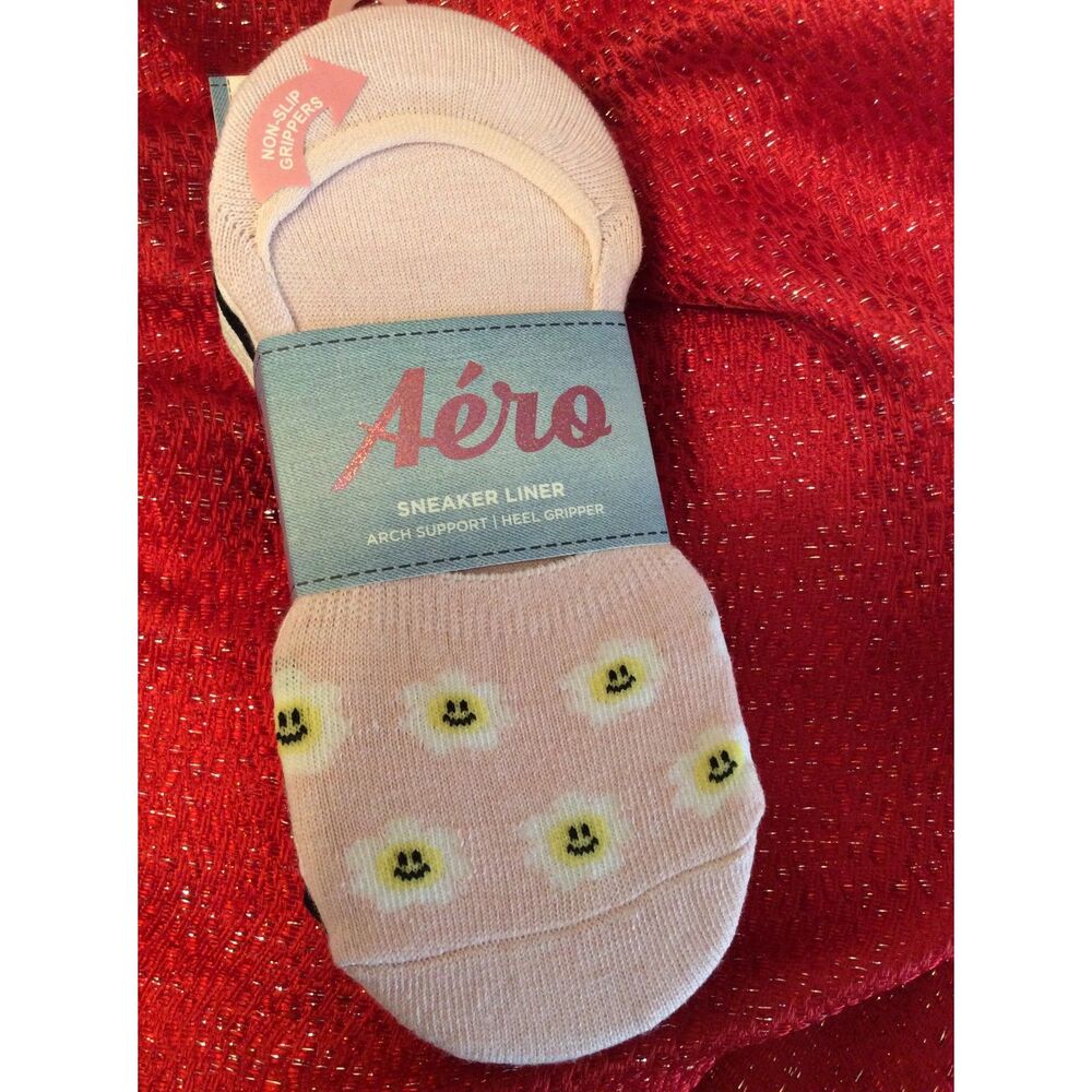 Aero New 6 package Womens Sneaker Liner Socks Non Slip Grips Size 4-10